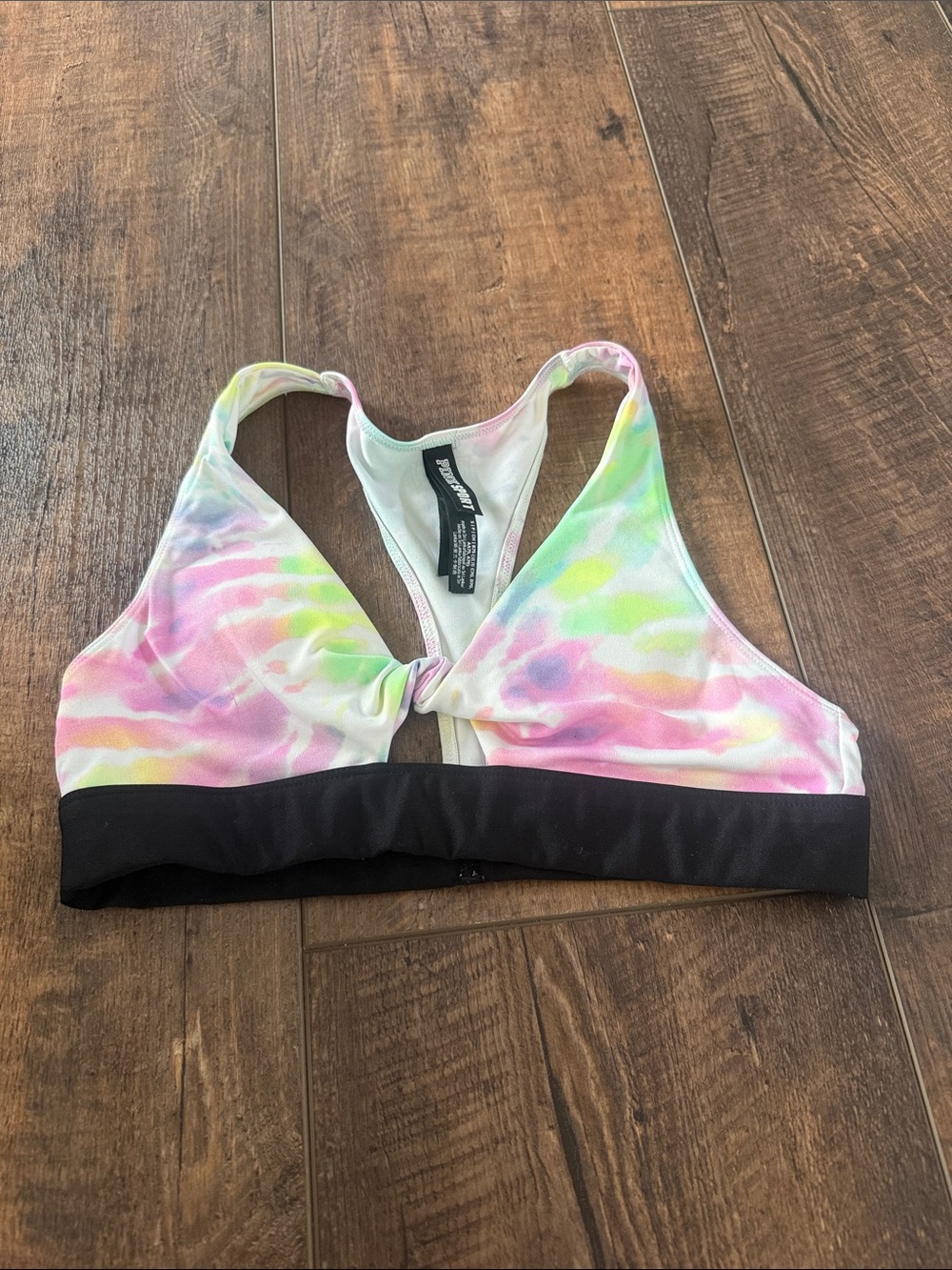 PINK Victoria's Secret Pastel Tie-Dye Racerback Sports Bra with Black Band